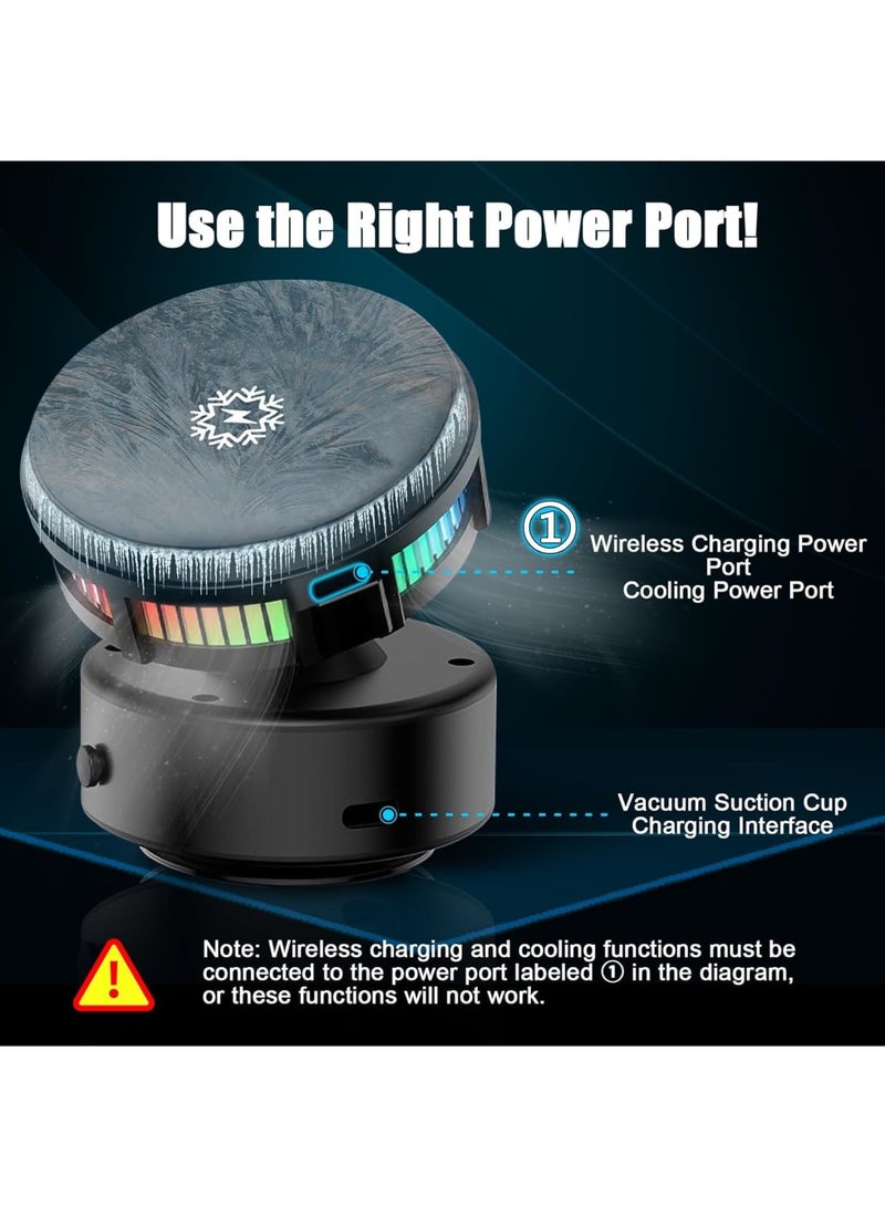 SYOSI Magnetic Phone Holder with Semiconductor Cooling, Vacuum Suction Phone Mount for Car, 360° Adjustable Charger Holder for Car Dashboard, Home, Gym & Kitchen, Mirror (15W, Black) - Image 2