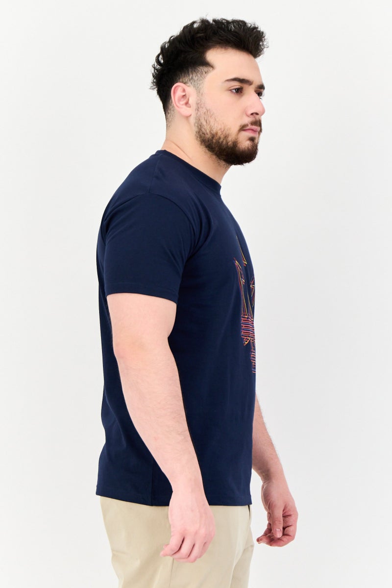 Maserati Men Crew Neck Short Sleeves Brand Logo T-shirt, Navy - Image 4