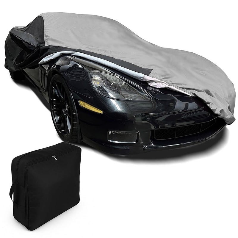 C6 Corvette Car Cover Custom Fit OutdoorIndoor Protection Ultraguard Plus 300 Denier Water Resistant for 20052013 C6 Z06 ZR1 Grand Sport Corvettes GrayBlack