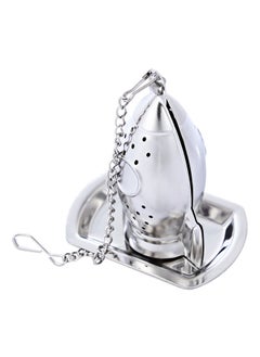Rocket Shape Tea Infuser Strainer/Filter With Tray Chain Silver 0.1kg