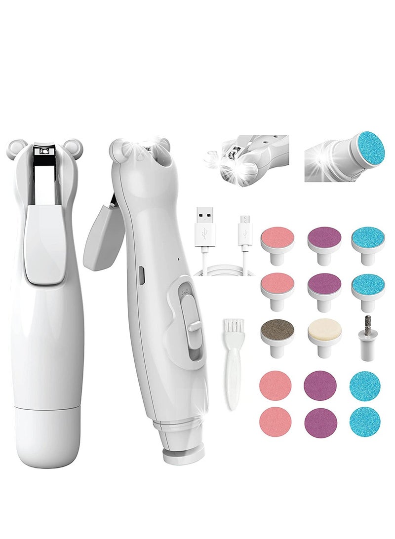 Excefore Baby Nail File Electric Nail Trimmer USB Rechargeable 20 in 1 Toddler Nails Clippers Safe Kit Built In LED Light Replacement Heads Newborn Toes and Fingernails Trim and Polish - Image 1