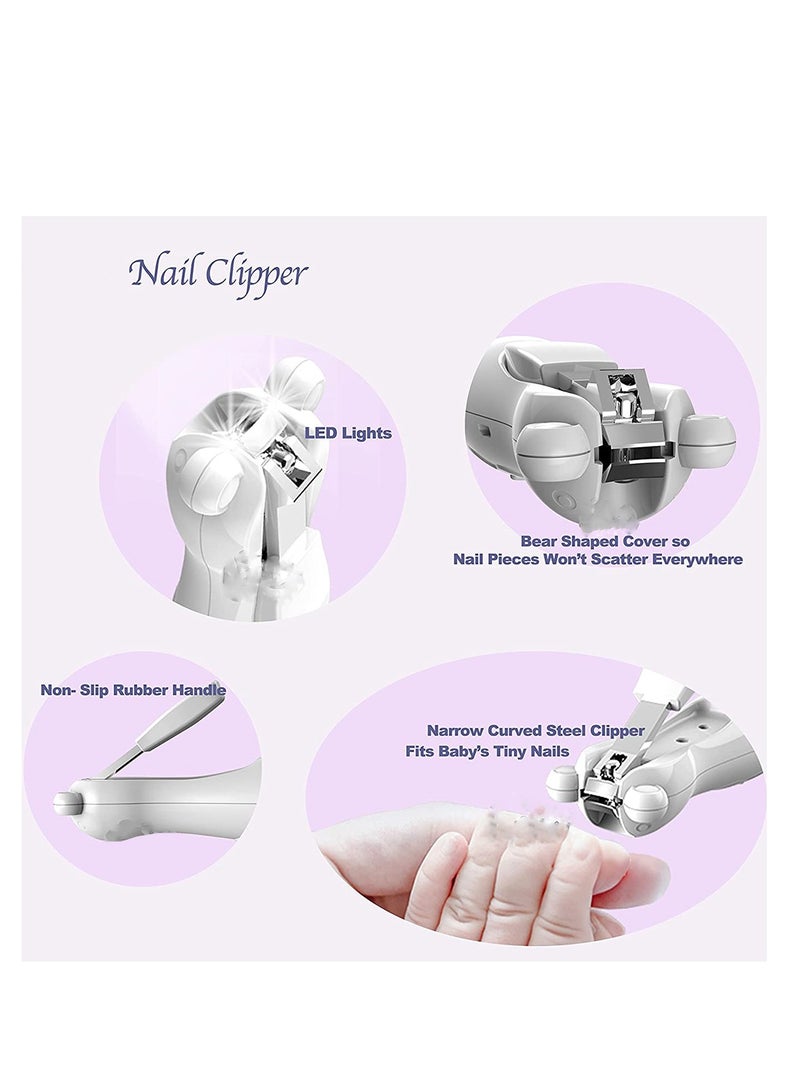 Excefore Baby Nail File Electric Nail Trimmer USB Rechargeable 20 in 1 Toddler Nails Clippers Safe Kit Built In LED Light Replacement Heads Newborn Toes and Fingernails Trim and Polish - Image 5