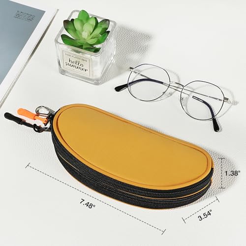 MoKo Double Eyeglass Case, Soft Sunglasses Pouch with Metal Clip & Zipper, Portable Travel Dual Glasses Case for Men Women, Orange - Image 5
