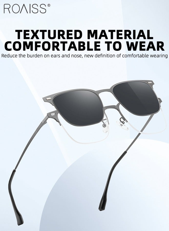 roaiss 3-in-1 Magnetic Polarized Clip-On Sunglasses Set, Blue Light Blocking Glasses with Magnetic Polarized Lens and Magnetic Night Vision Lens, Versatile Eyewear for Day and Night Use for Men and Women - Image 3