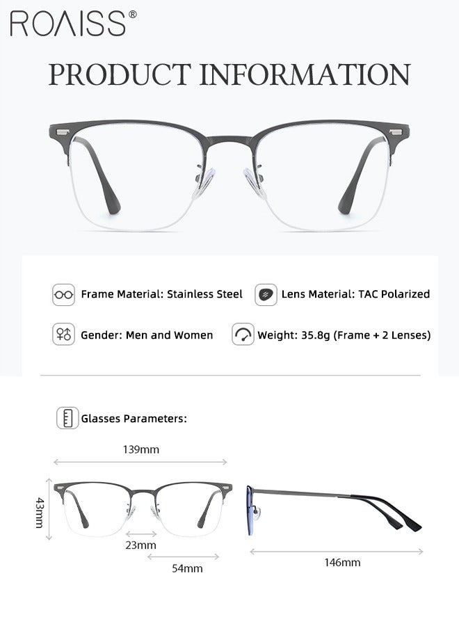 roaiss 3-in-1 Magnetic Polarized Clip-On Sunglasses Set, Blue Light Blocking Glasses with Magnetic Polarized Lens and Magnetic Night Vision Lens, Versatile Eyewear for Day and Night Use for Men and Women - Image 4