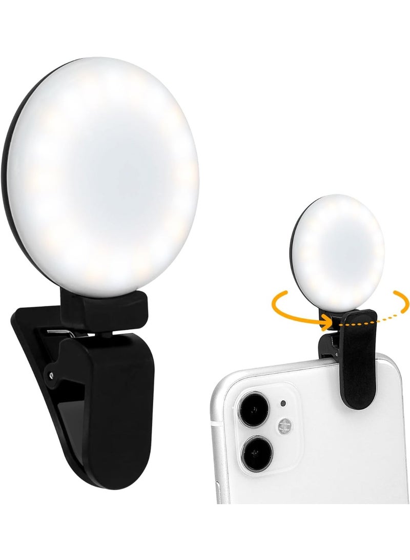 Selfie Ring Light with Clip for Phone, 360° Rotation, 3 Brightness Levels – Portable Circle Light for Photos, Video, Vlogging & Online Calls - Image 1
