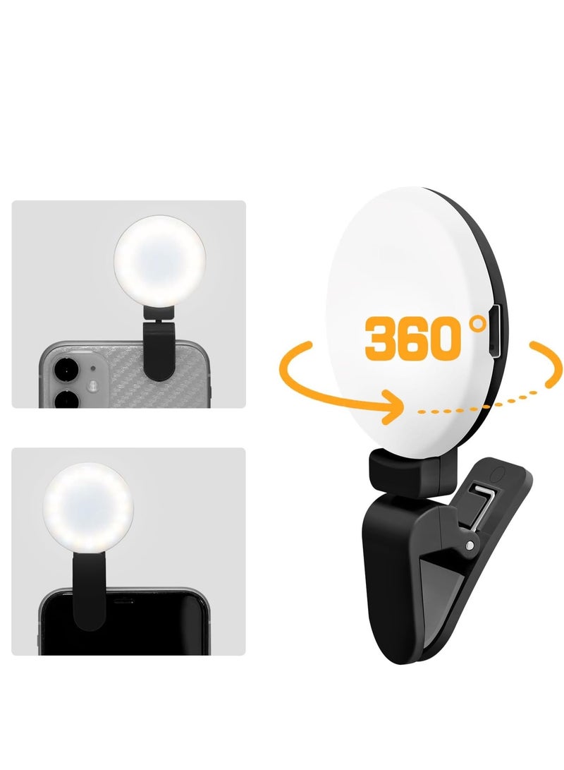 Selfie Ring Light with Clip for Phone, 360° Rotation, 3 Brightness Levels – Portable Circle Light for Photos, Video, Vlogging & Online Calls - Image 2