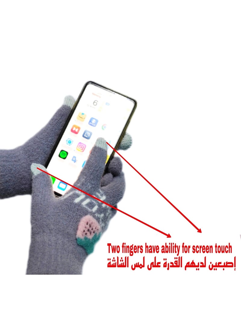 Mobile touch fingers wool winter gloves - Image 1