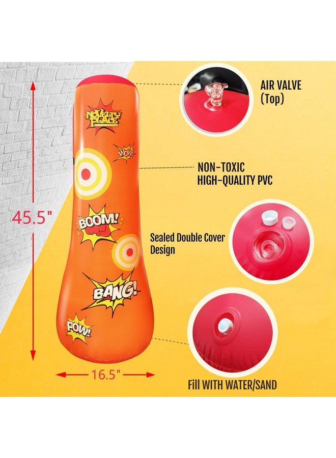 Novelty Place Novelty Place Kid's Inflatable Punching Bag - 4 Feet Tall Free Standing Buddy - Hit & Bounce Back Air Bop Toy Fun for All Ages Boys Girls Fitness & Stress Relief  - Image 3