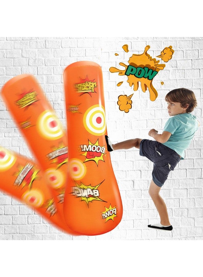 Novelty Place Novelty Place Kid's Inflatable Punching Bag - 4 Feet Tall Free Standing Buddy - Hit & Bounce Back Air Bop Toy Fun for All Ages Boys Girls Fitness & Stress Relief  - Image 2