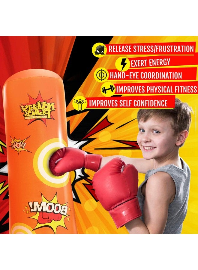 Novelty Place Novelty Place Kid's Inflatable Punching Bag - 4 Feet Tall Free Standing Buddy - Hit & Bounce Back Air Bop Toy Fun for All Ages Boys Girls Fitness & Stress Relief  - Image 5