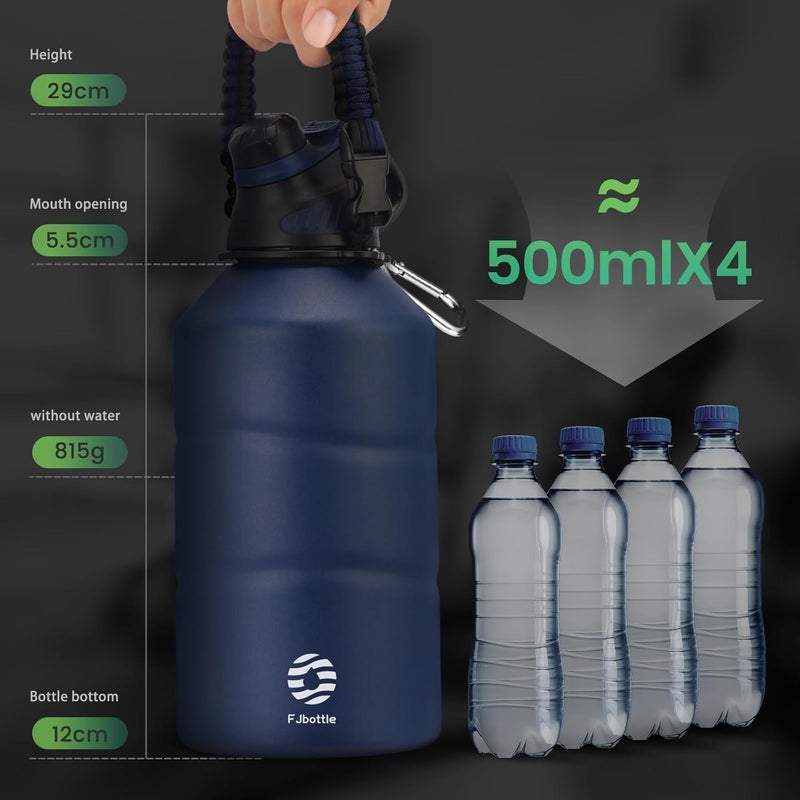 FjBottle Local licensed courier Stainless Steel Water Bottle 1.9L Double-Walled with Magnetic Lid, BPA Free Vacuum Insulated Water Bottle, Big Metal Drinking Bottle Large Capacity Jug Leak-Proof for Sports, Camping, Gym Varied global sizing picks - Image 5