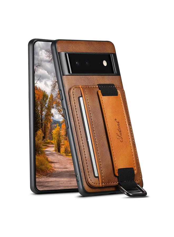 The Bros Case For Googel Pixel 6 H13 Card Wallet Wrist Strap Holder PU Phone Case