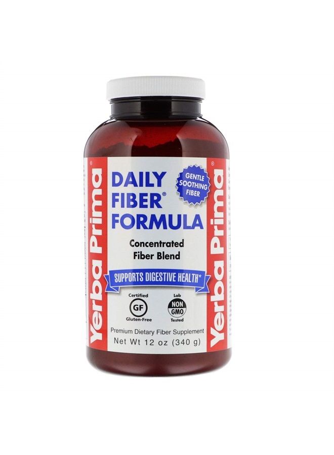 Yerba Prima مسحوق صيغة الألياف اليومية - 12 أونصة - مكمل دعم الهضم - مكمل ألياف غذائية قابلة للذوبان وغير قابلة للذوبان - نباتي، غير معدل وراثيًا، خالي من الغلوتين - Image 1