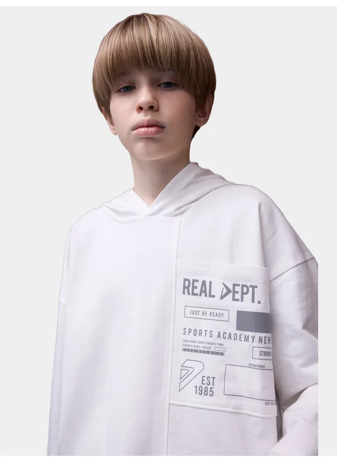 DeFacto DeFacto Kids Off White Printed Hoodie