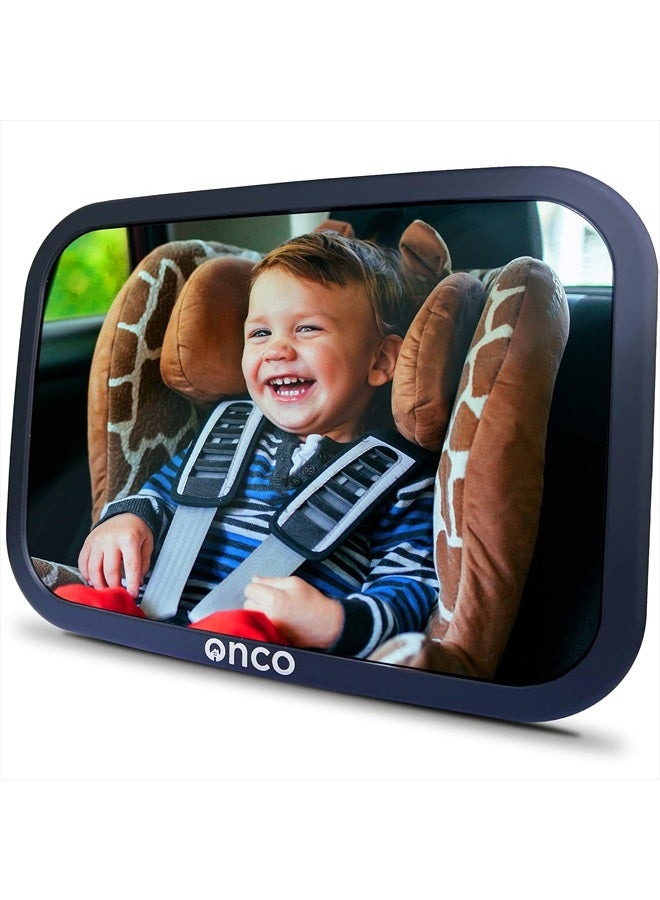 Onco Baby Car Mirror Rear Facing - Double Award-Winning Car Mirror for Baby, 100% Shatterproof Baby Mirror for Car Journeys, Shakeproof Car Seat Mirror for Baby Rear Facing, Universal Car Mirror Baby - Image 1