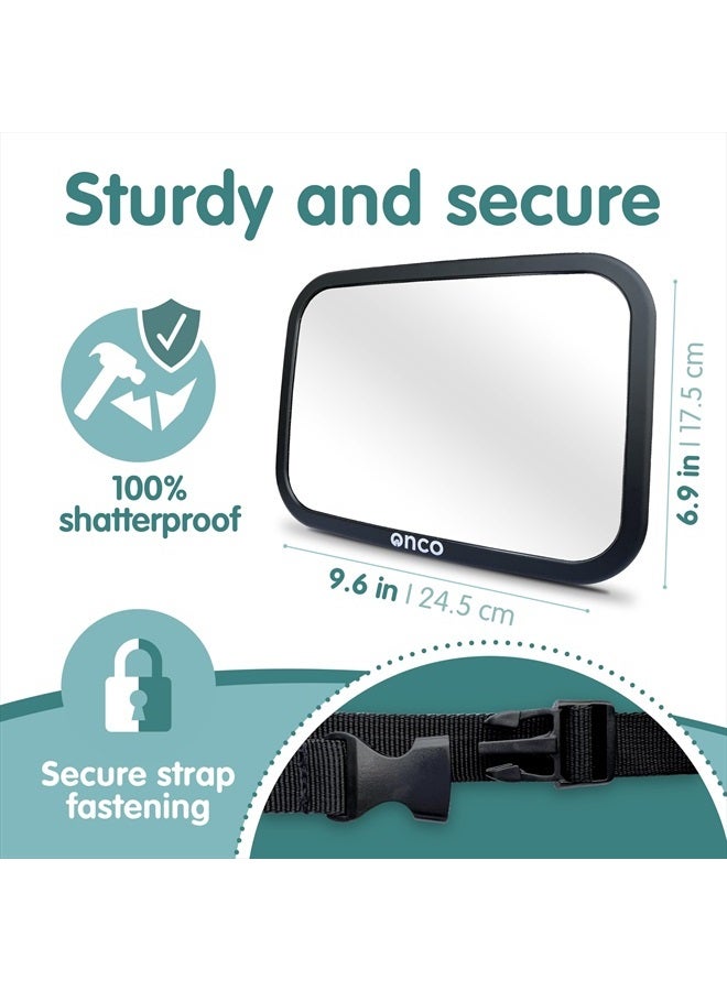 Onco Baby Car Mirror Rear Facing - Double Award-Winning Car Mirror for Baby, 100% Shatterproof Baby Mirror for Car Journeys, Shakeproof Car Seat Mirror for Baby Rear Facing, Universal Car Mirror Baby - Image 5