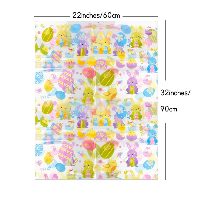 Kolewo4ever 10 Pack Easter Jumbo 32 x 22 Inches Easter Bunny Wrap Bags Cellophane Gift Wrap with 10 Pieces Pull Bows - Image 3