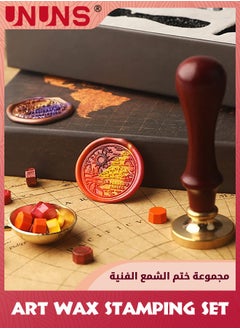 UNUNS Wax Seal Stamp Kit,Sealing Wax Kit With 1 Sealing Wax Stamp,120 Wax Beads,1 Wax Melting Spoon,1 Sealing Wax Warmer,Sealer Sealing Wax Kit For Envelope Invitations,Greetings,Letter,Gifts Sealing  - Image 2