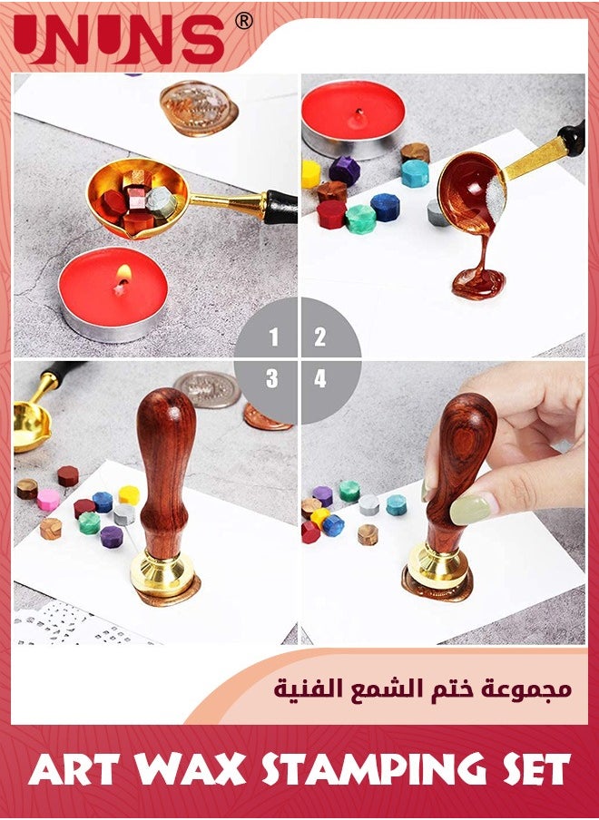 UNUNS Wax Seal Stamp Kit,Sealing Wax Kit With 1 Sealing Wax Stamp,120 Wax Beads,1 Wax Melting Spoon,1 Sealing Wax Warmer,Sealer Sealing Wax Kit For Envelope Invitations,Greetings,Letter,Gifts Sealing  - Image 4