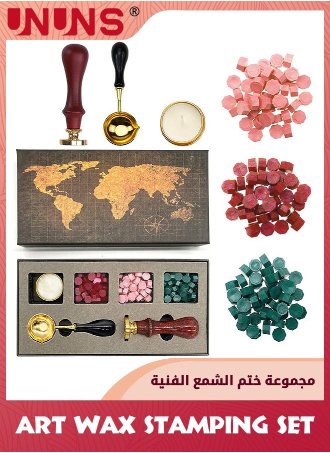 UNUNS Wax Seal Stamp Kit,Sealing Wax Kit With 1 Sealing Wax Stamp,120 Wax Beads,1 Wax Melting Spoon,1 Sealing Wax Warmer,Sealer Sealing Wax Kit For Envelope Invitations,Greetings,Letter,Gifts Sealing  - Image 1