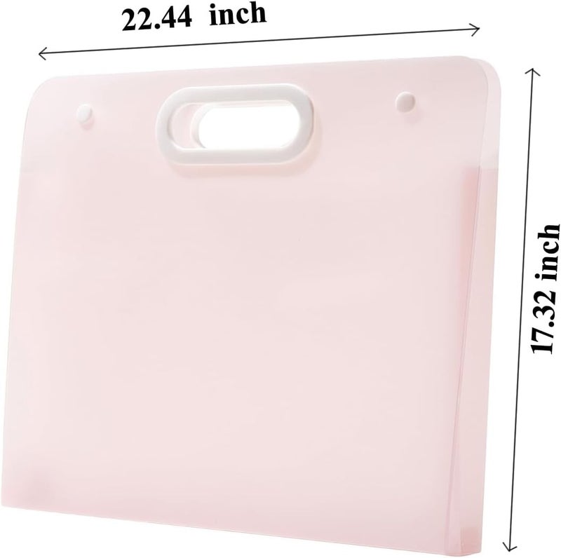 Sohynca Plastic Art Portfolio, Large Art Portfolio with Handles,Waterproof Portfolio Folder for Artwork, Arts Storage Case for Drawing Sketch Photography Poster (Pink 22.44 x 17.32 inch) - Image 2