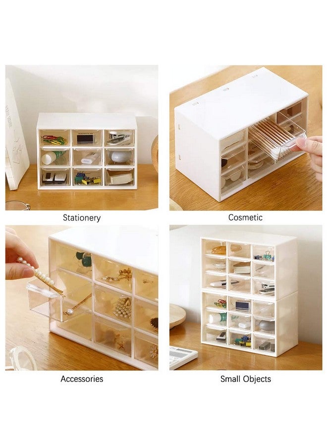 SITAKE Mini Plastic Drawer Organizer, Art Craft Organizers And Storage Used In Desk, Vanity In Home Or Office, 9 Removable Drawers For Diy Crafts, Art Supply, Office Supplies And Jewelry (Pink) - Image 2