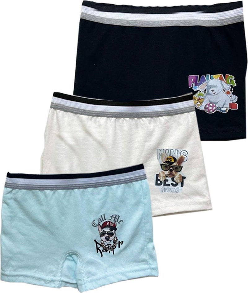 Belifanti Collection Boy's Cotton 6-Piece White Undershirt 6-Piece Mixed Color Boxer 12 Piece Set  - Image 5