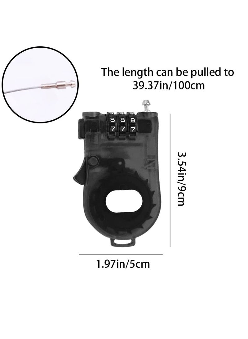 SYOSI Combination Cable Lock, Retractable Cable Lock with 3 Digit Password, Cable Security Steel Cable Luggage Lock Weatherproof with Resettable Code, Braided Steel Coated Anti-Theft Cable Lock (47in long)  - Image 4