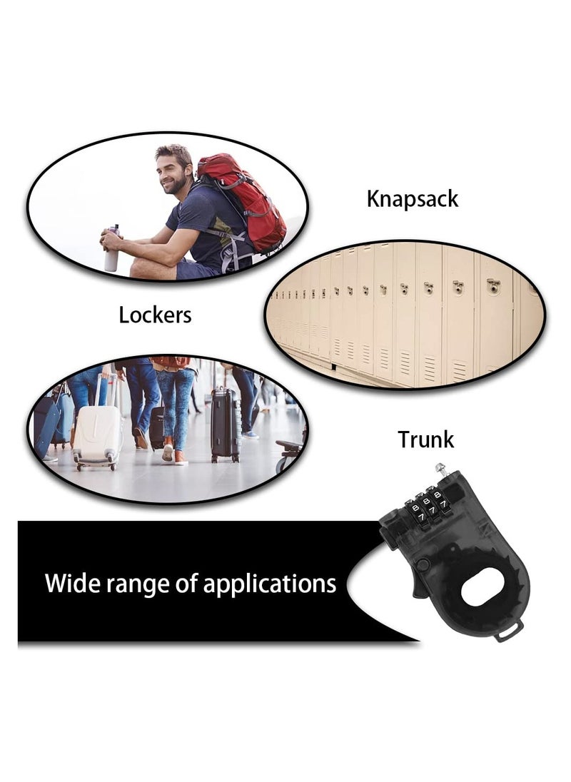 SYOSI Combination Cable Lock, Retractable Cable Lock with 3 Digit Password, Cable Security Steel Cable Luggage Lock Weatherproof with Resettable Code, Braided Steel Coated Anti-Theft Cable Lock (47in long)  - Image 2