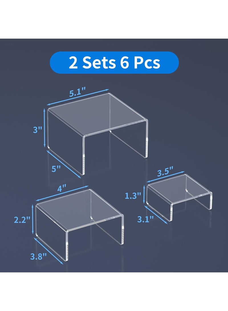 TPGP Acrylic Display Risers Stand 2 Sets,3 Steps Clear Riser Shelf Showcase for Amiibo Funko POP Figures -3"x3"x5" - Image 2