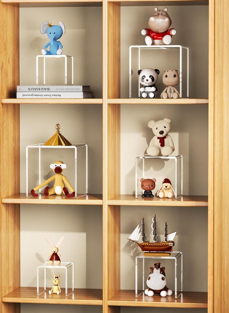 TPGP Acrylic Display Risers Stand 2 Sets,3 Steps Clear Riser Shelf Showcase for Amiibo Funko POP Figures -3"x3"x5" - Image 4