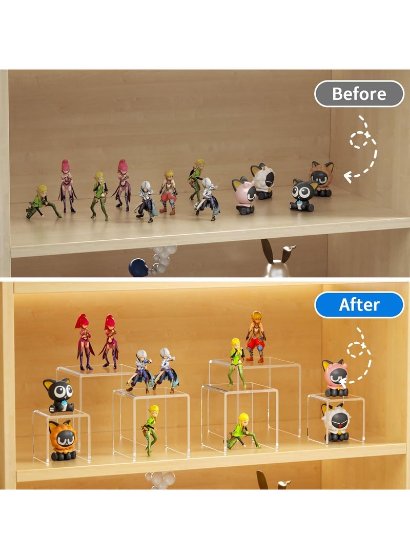 TPGP Acrylic Display Risers Stand 2 Sets,3 Steps Clear Riser Shelf Showcase for Amiibo Funko POP Figures -3"x3"x5" - Image 5