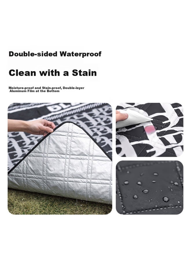 Black Dog Ultrasonic Picnic Mat Moisture-proof Mat Park Outdoor Portable Mat 2*2m Cloud Travel Scroll Bright Moon White - Image 4