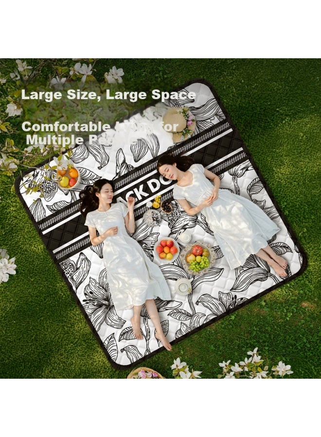 Black Dog Ultrasonic Picnic Mat Moisture-proof Mat Park Outdoor Portable Mat 2*2m Cloud Travel Scroll Bright Moon White - Image 5