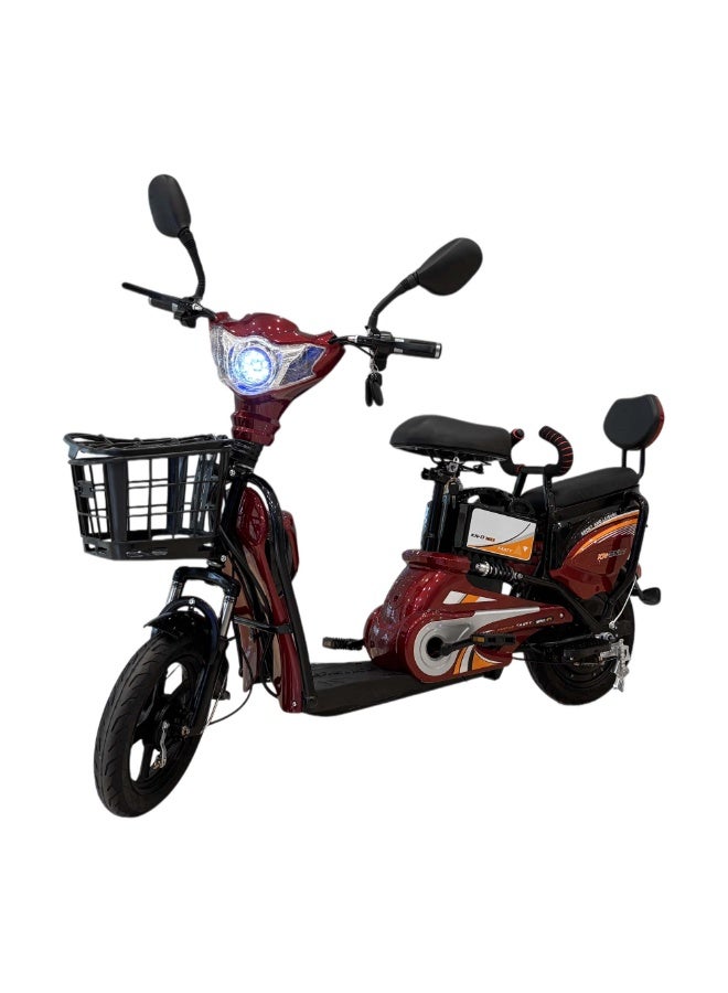 Crony W6 Happy beans Red Electric Scooter Bicycle with Seat and Suspension, 350W Motor,  Top Speed Up to 25km Range, Max Load 150 kg - Image 1