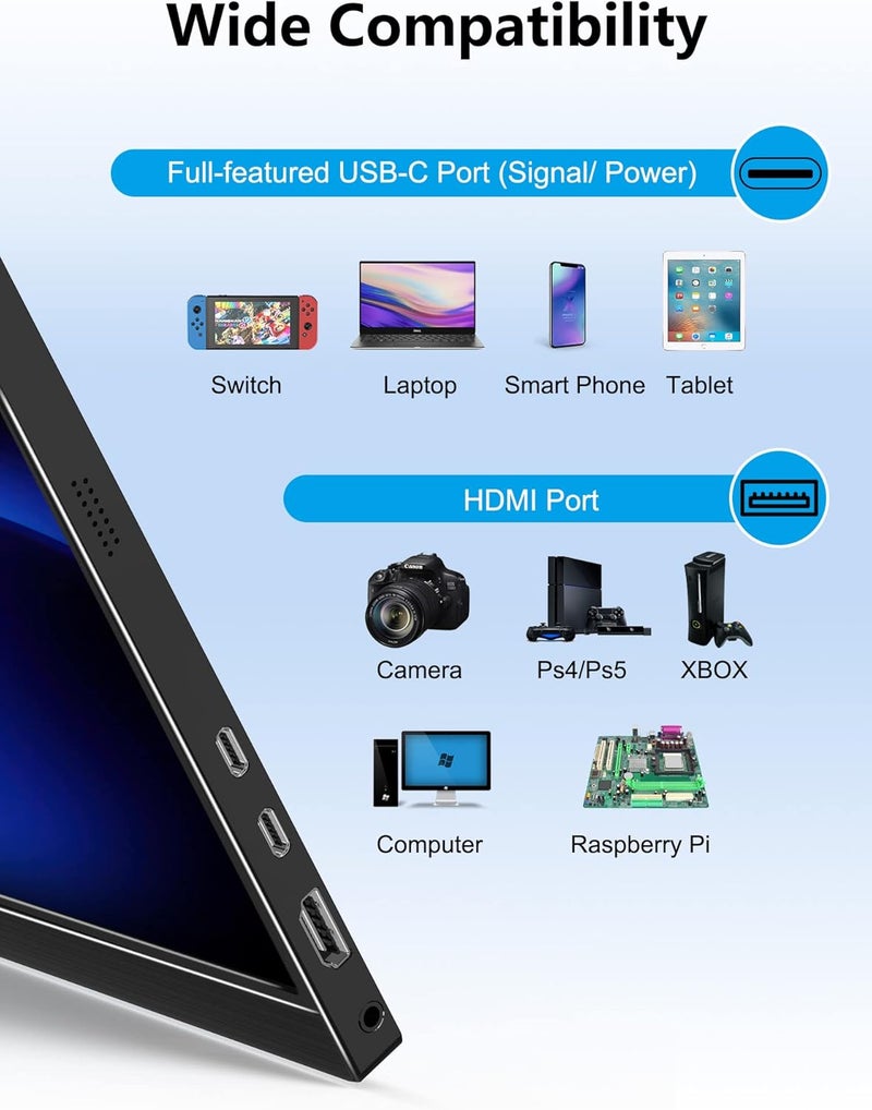 MAGICRAVEN 2.5K Portable Monitor, 17.3" QHD IPS Laptop Extender, Dual USB C HDMI Second Computer Screen, VESA Gaming Display With 2 Speakers for Macbook Phone PS4/5 PC Xbox Switch - Image 5