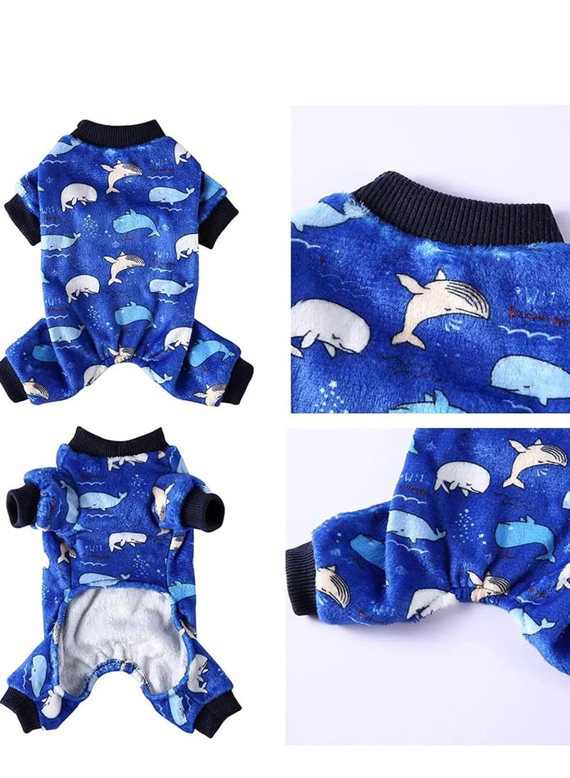 SYOSI Dog Hoodie, Winter Pajamas Warm Fuzzy Puppy 4 Leg Clothes for Chihuahua Onesies Jumpsuit Clothing for Pet Dogs 2 Pack Soft  for Cold Weather Blue Grey, Medium - Image 2