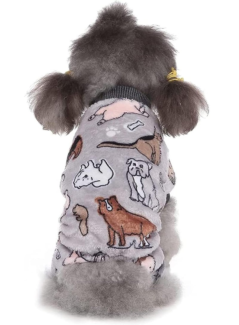 SYOSI Dog Hoodie, Winter Pajamas Warm Fuzzy Puppy 4 Leg Clothes for Chihuahua Onesies Jumpsuit Clothing for Pet Dogs 2 Pack Soft  for Cold Weather Blue Grey, Medium - Image 3