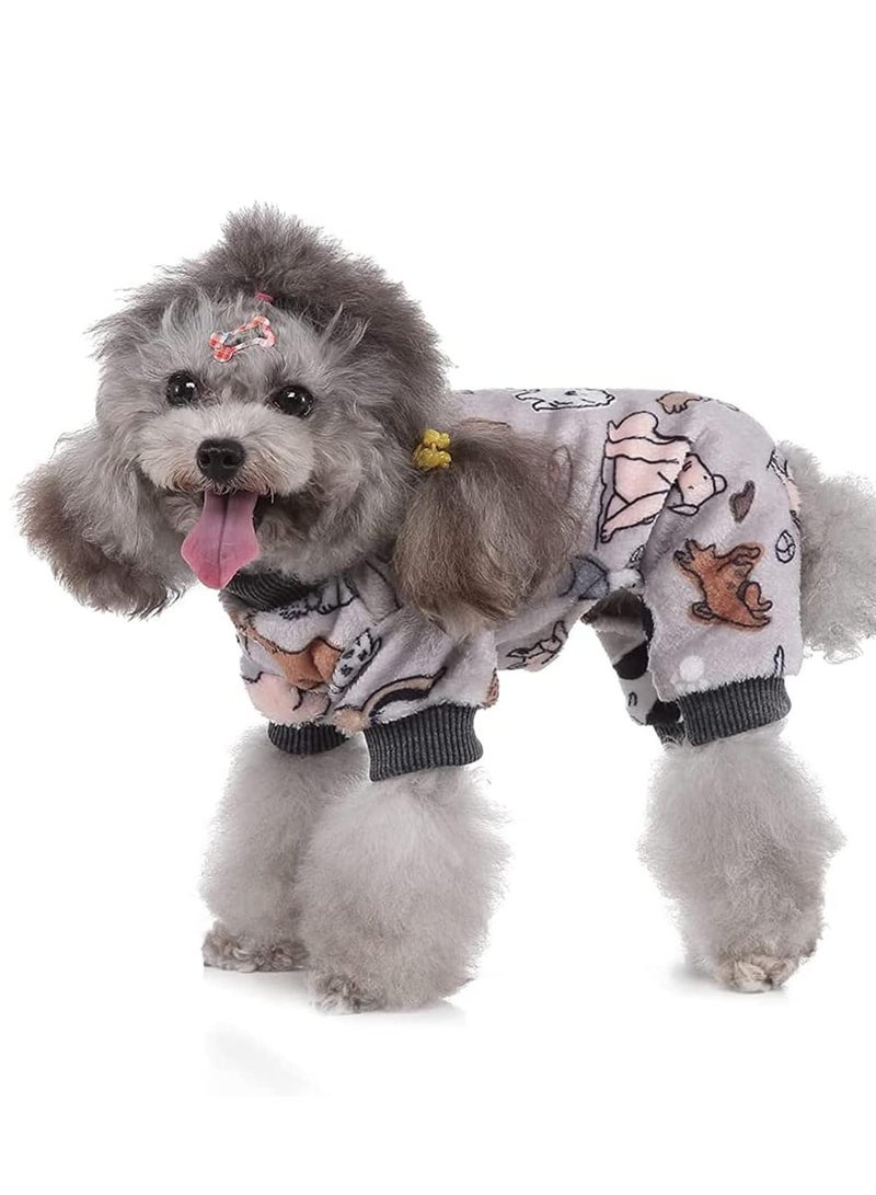 SYOSI Dog Hoodie, Winter Pajamas Warm Fuzzy Puppy 4 Leg Clothes for Chihuahua Onesies Jumpsuit Clothing for Pet Dogs 2 Pack Soft  for Cold Weather Blue Grey, Medium - Image 5