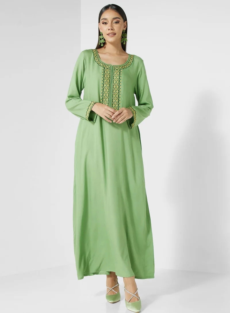 كشخة Embroidered  Pocket Detail Jalabiya