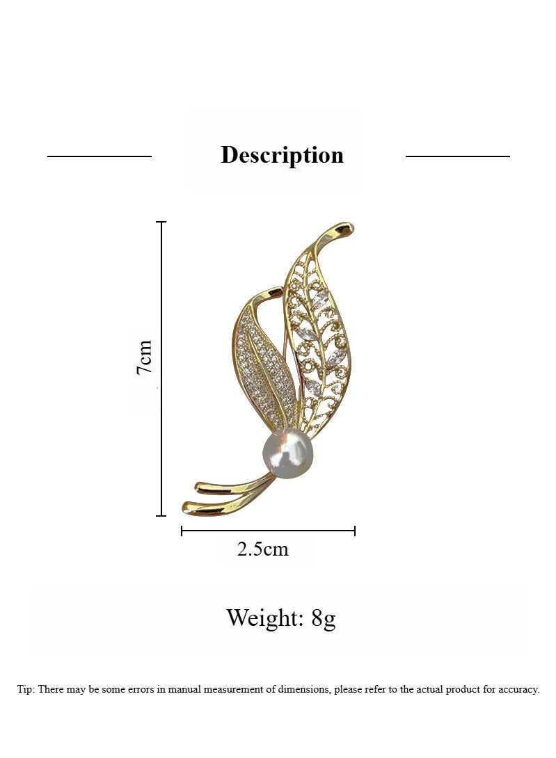 Pearl Leaf Brooch, High-end Small Fragrance Pin,  Fashion Accessories for Women  - Image 5