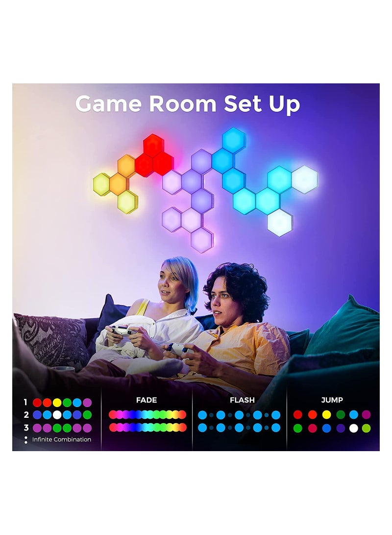 Roman Gifts 6 Pieces Hexagon RGB Lights Honeycomb Wall Lights Upgrade Touch Sensitive DIY Splicing Lights Creative Geometry Assembly LED Night Light for Home Office Hotel Bar Festive Gift - Image 3