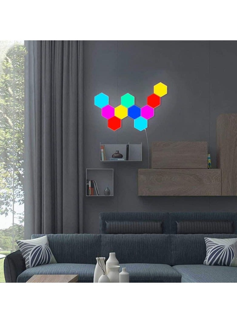 Roman Gifts 6 Pieces Hexagon RGB Lights Honeycomb Wall Lights Upgrade Touch Sensitive DIY Splicing Lights Creative Geometry Assembly LED Night Light for Home Office Hotel Bar Festive Gift - Image 2