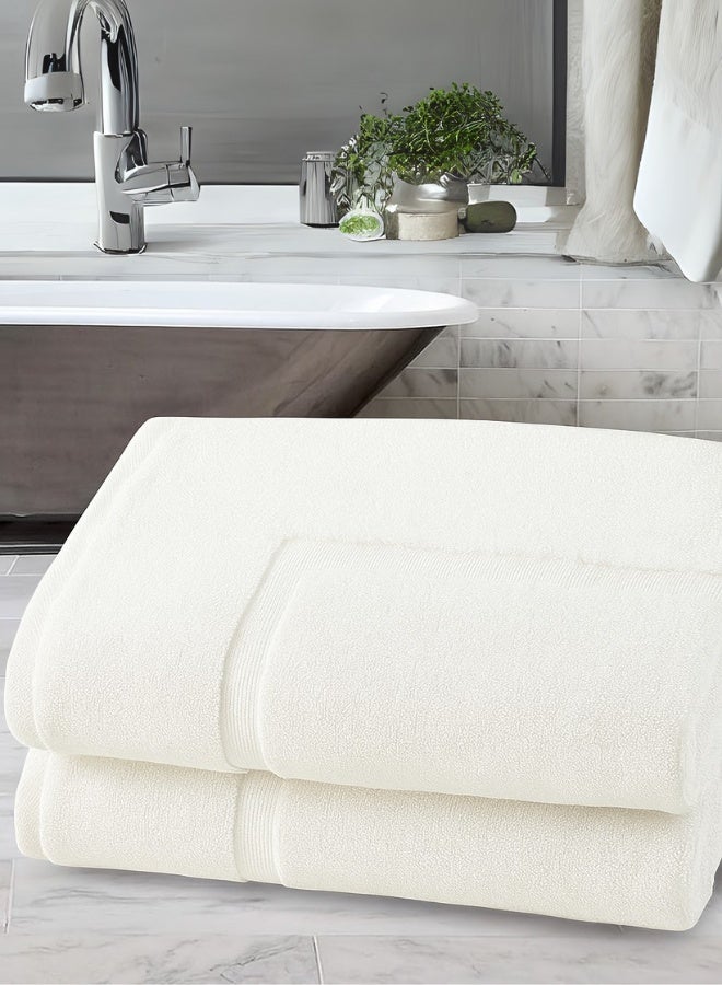 Pearl Coast حصيرة استحمام قطنية فاخرة 50x80 سم – 860 غم/م²، تصميم بإطار – أبيض، عبوة من 2 - Image 3