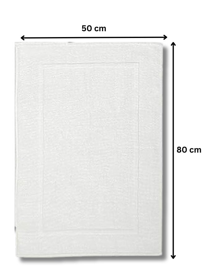 Pearl Coast حصيرة استحمام قطنية فاخرة 50x80 سم – 860 غم/م²، تصميم بإطار – أبيض، عبوة من 2 - Image 2