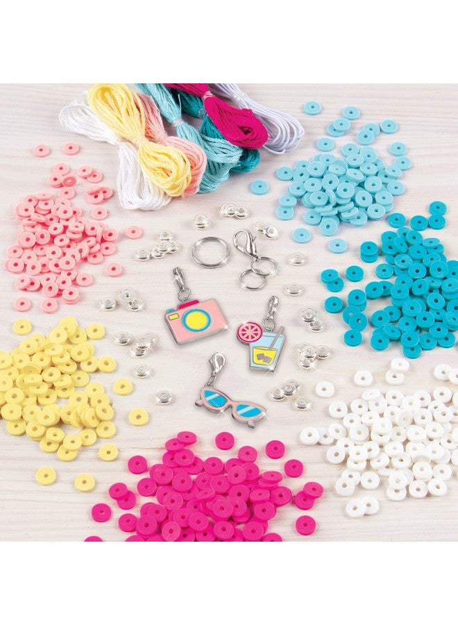 Make It Real Summer Vibes Heishi Bead Bracelets Diy Charm Bracelet Making Kit With Case Friendship Bracelet Kit With Beads Charms & Thread Arts & Crafts Bead Kit For Girls Makes 5 Bracelets - Image 4