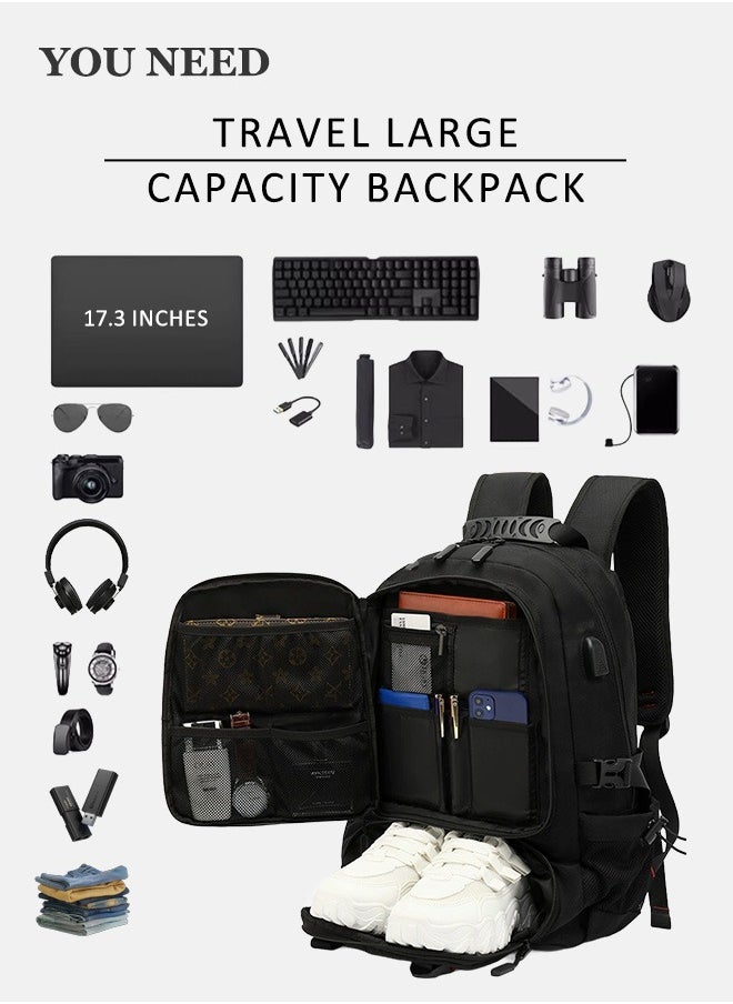 Generic - Men's Travel Backpack Multi Purpose Large Capacity Laptop Backpack with Independent Shoe Compartment Short Distance Luggage Bag Daypack for Business Camping Climbing Sports - Image 1