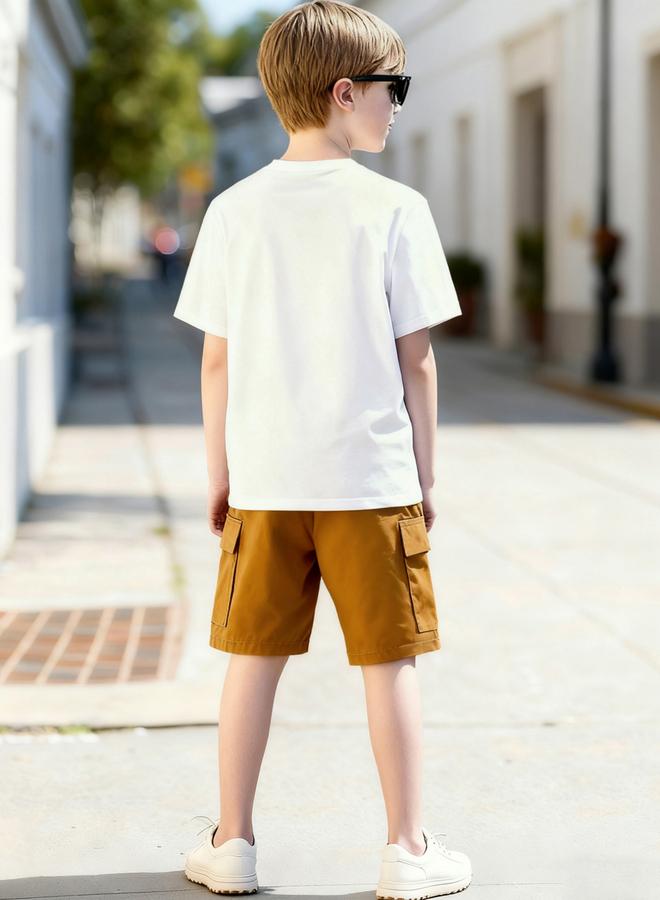 Take Two Teen Boys Graphic Print T-Shirt And Cargo Shorts Set - Image 2