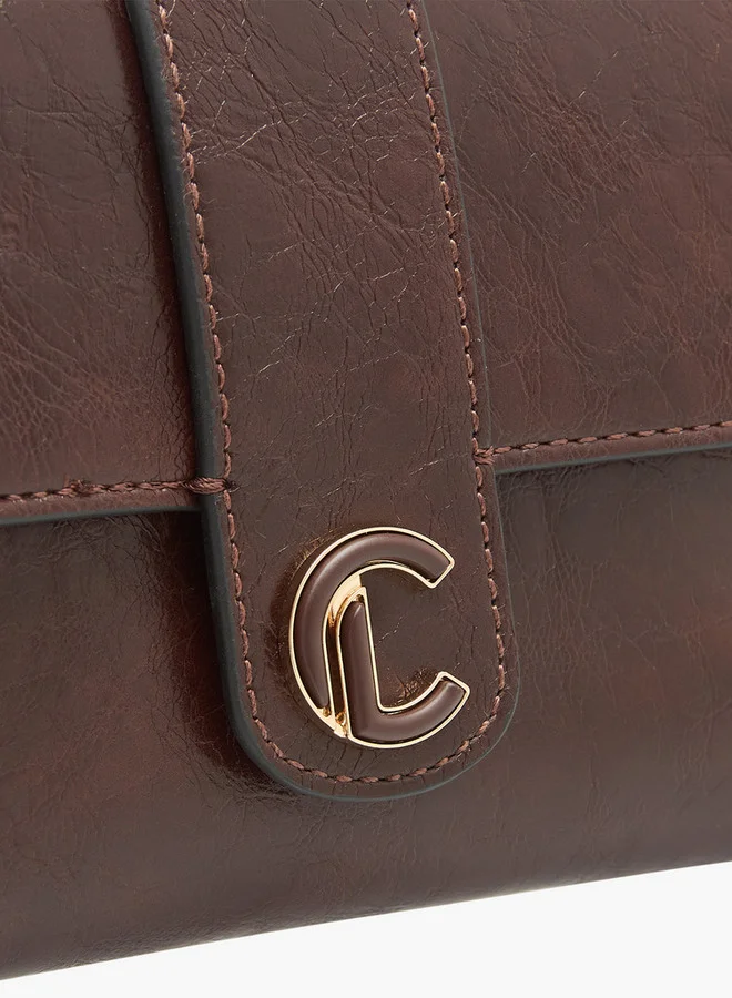 Le Confort Solid Crossbody Bag with Button Closure and Chain Strap
